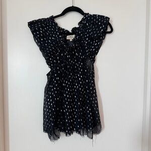 Isabel Marant Etoile Black & Metallic Flutter Sleeve Blouse